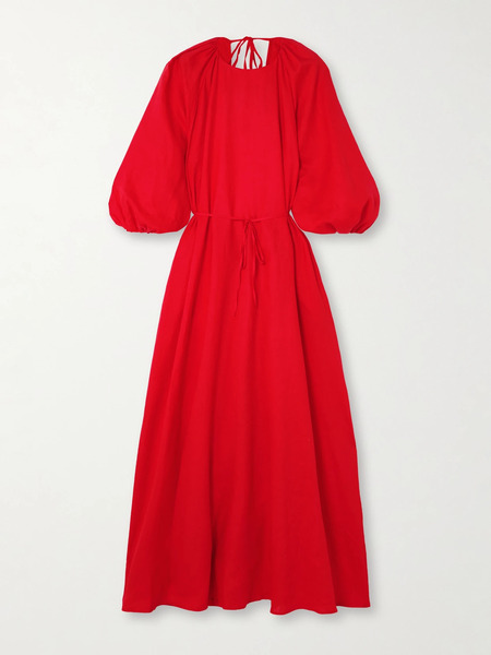  Bernadette   Fran Open Back Linen Maxi Dress   Red 