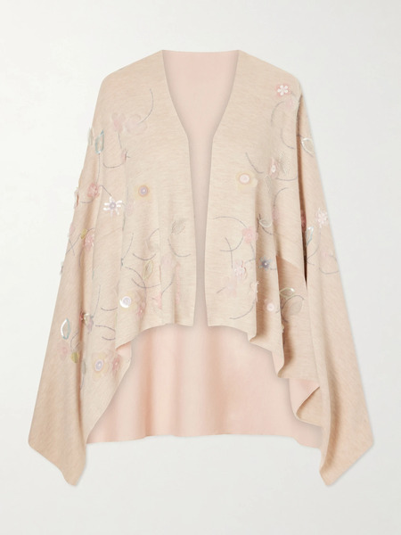  Bernadette   Shirene Embellished Embroidered Cashmere Blend Cape   Beige 