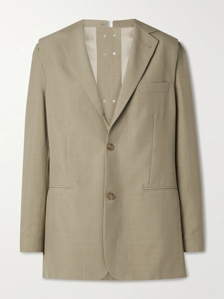  Bettter   + Net Sustain Dina Convertible Wool Blend Blazer   Green 
