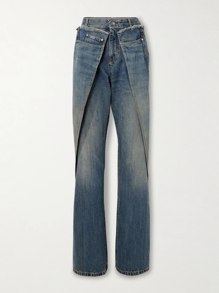  Bettter   Wrap Effect Frayed Mid Rise Straight Leg Jeans   Dark Denim 