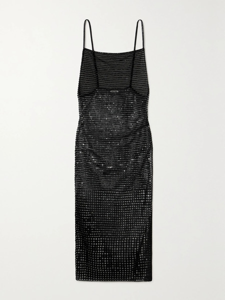  Bode   Crescendo Open Back Sequined Mesh Midi Dress   Black 