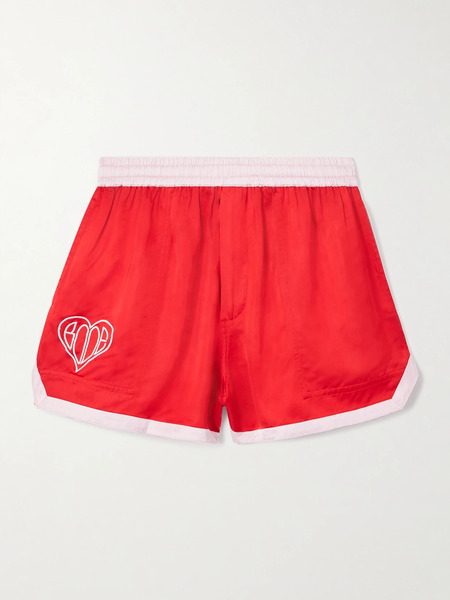  Bode   Embroidered Two Tone Satin Shorts   Xx Small 