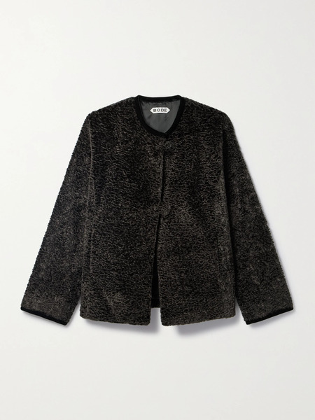  Bode   Fitchberg Faux Shearling Jacket   Black 