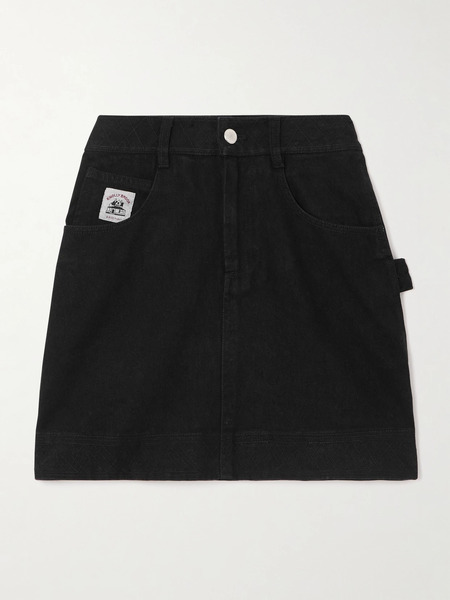  Bode   Knolly Brook Embroidered Denim Mini Skirt   Black 