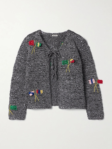  Bode   Promenade Crocheted Satin Cardigan   Gray 