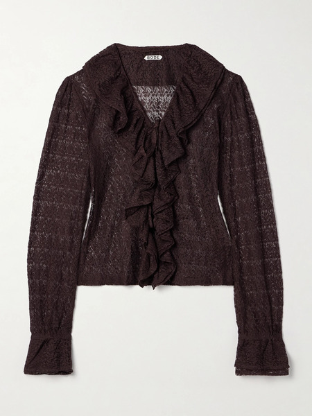  Bode   Ruffled Lace Blouse   Brown 