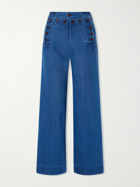  Bode   Sailor Cropped High Rise Wide Leg Jeans   Indigo 