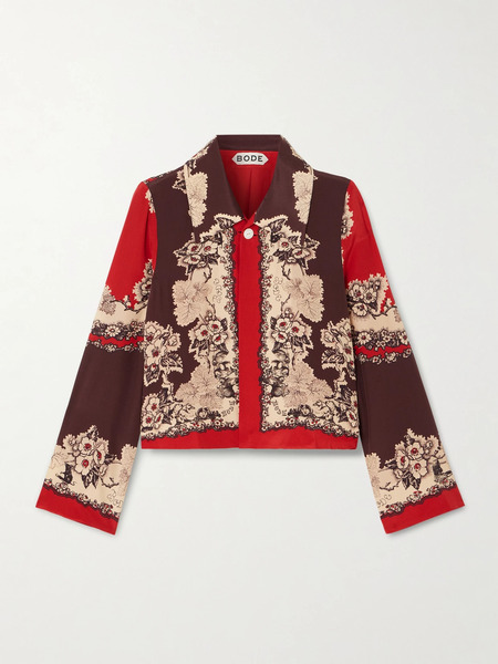  Bode   Storybook Printed Silk Jacket   Red 