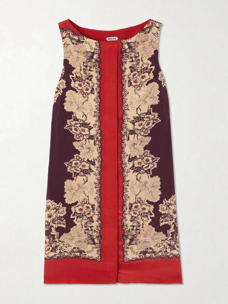  Bode   Storybook Printed Silk Mini Dress   Red 