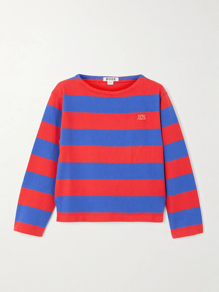  Bode   Striped Cotton Sweater   Red 