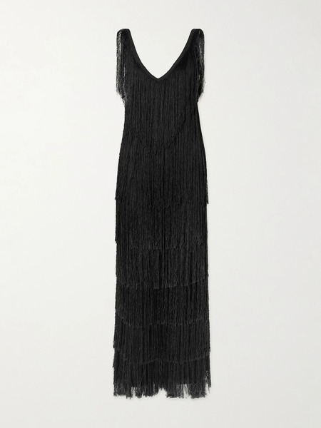  Bode   Sweeper Fringed Silk Jumpsuit   Black 