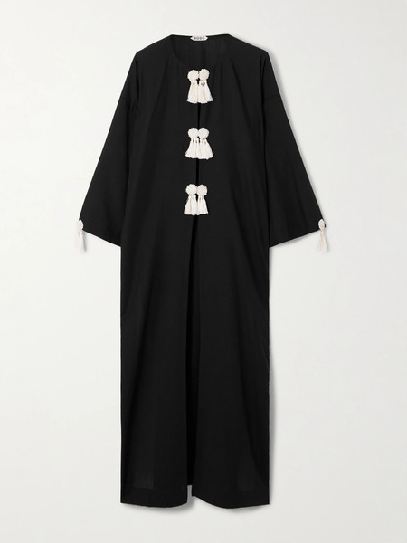  Bode   Tasseled Wool Maxi Dress   Black 