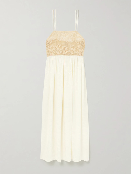  Bode   Trousseau Lace And Silk Jacquard Maxi Dress   Cream 
