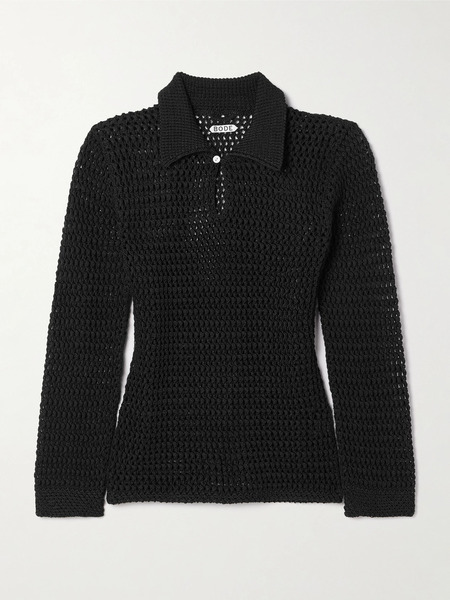  Bode   Willows Crocheted Cotton Top   Black 