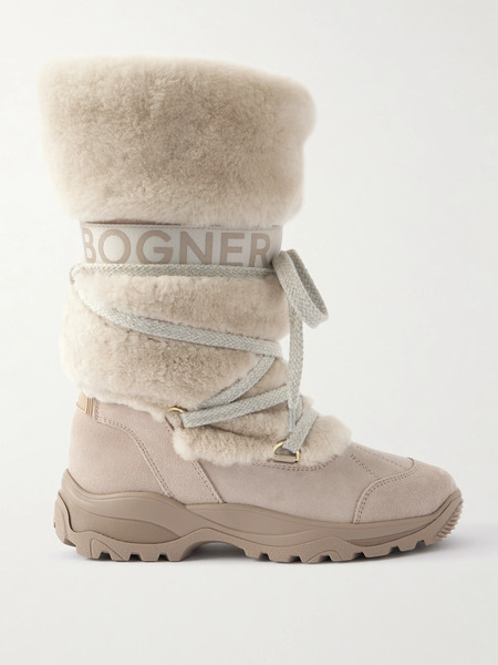  Bogner   Alta Badia Shearling And Suede Ankle Boots   Ivory 