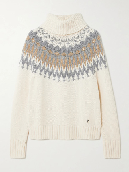  Bogner   Ingrid Fair Isle Cashmere Turtleneck Sweater   Ivory 