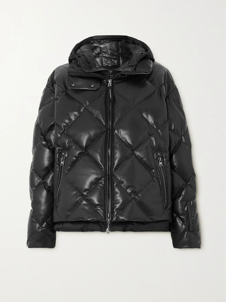  Bogner   Lissi D Hooded Layered Quilted Faux Leather And Shell Jacket   Black 