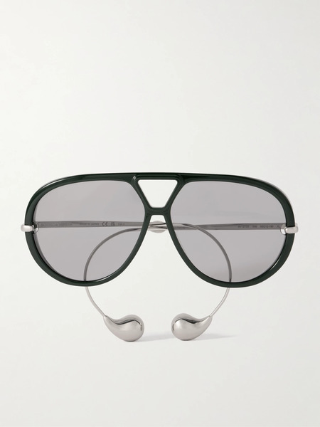  Bottega Veneta Eyewear   Embellished Aviator Style Recycled Acetate And Silver Tone Sunglasses   One Size 