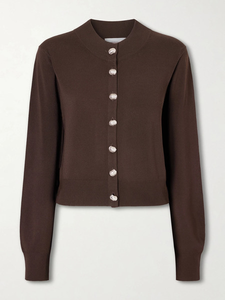  Brandon Maxwell   Aubrey Knitted Cardigan   Brown 