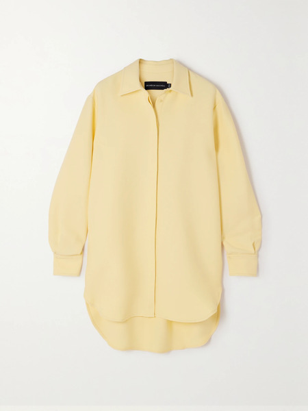  Brandon Maxwell   The Phillippa Wool And Silk Blend Crepe Mini Shirt Dress   Yellow 
