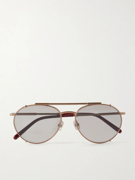  Brunello Cucinelli   Aviator Style Titanium Sunglasses   Gold 