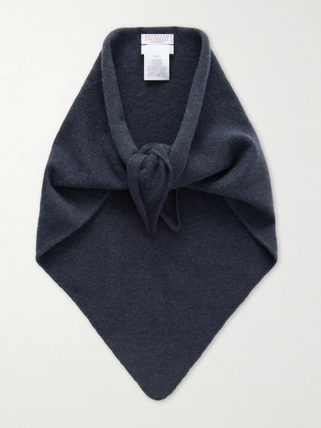  Brunello Cucinelli   Bead Embellished Cashmere Scarf   Navy 