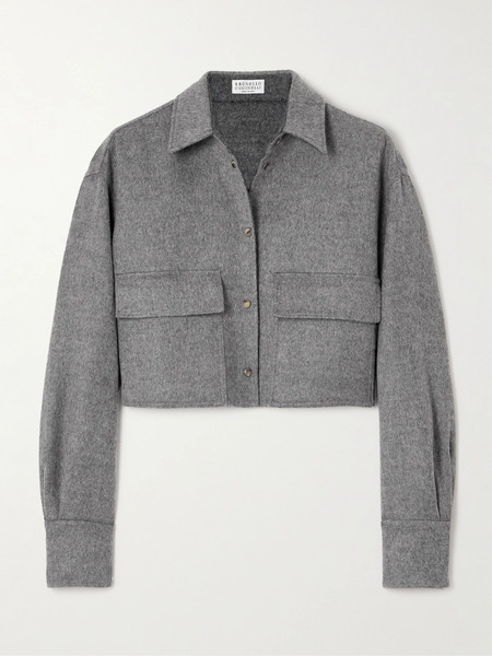  Brunello Cucinelli   Cropped Brushed Wool Jacket   Gray 
