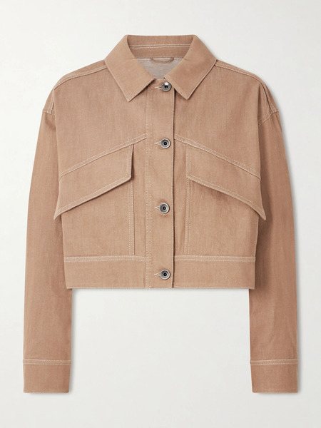  Brunello Cucinelli   Cropped Cotton Twill Jacket   Beige 