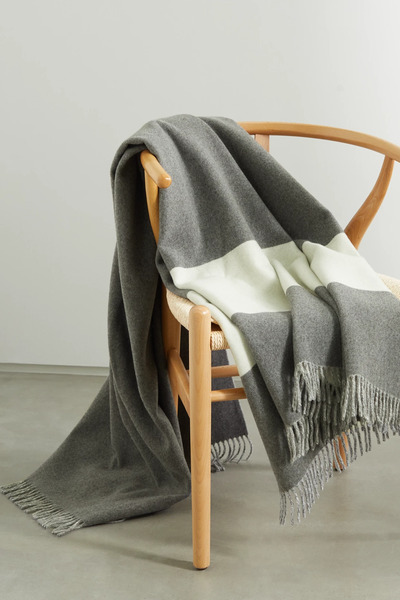  Brunello Cucinelli   Fringed Cashmere Blanket   Off White 