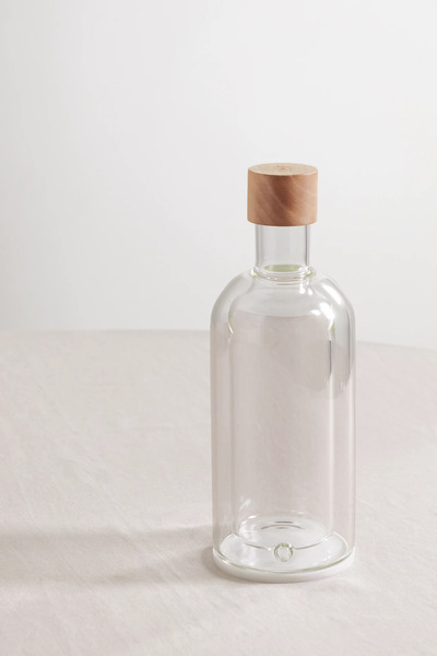  Brunello Cucinelli   Glass And Walnut Wood Bottle   Clear 