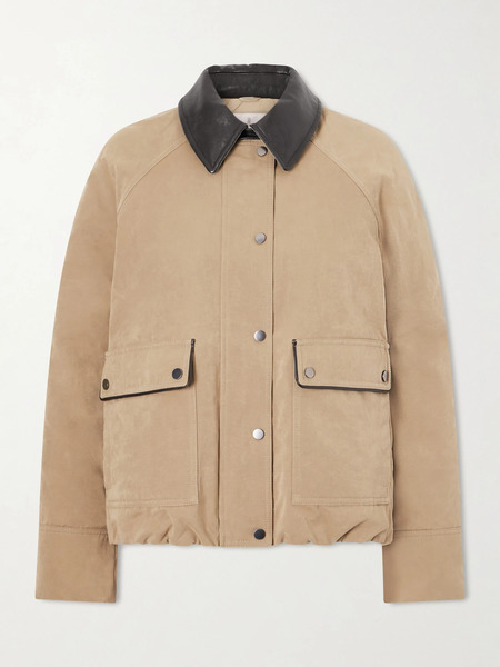  Brunello Cucinelli   Leather Trimmed Padded Canvas Jacket   Brown 