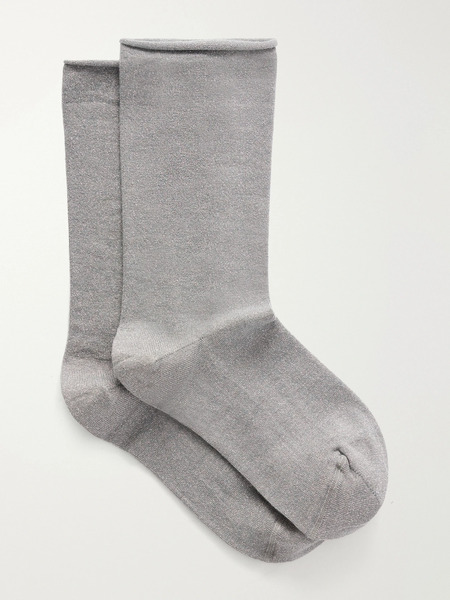  Brunello Cucinelli   Metallic Cashmere Blend Ankle Socks   Gray 