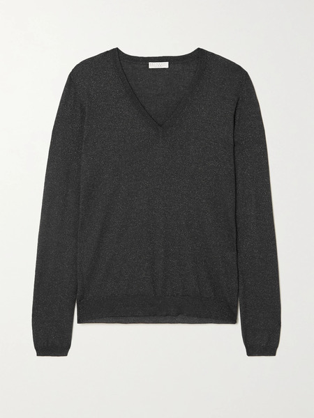  Brunello Cucinelli   Metallic Cashmere Blend Sweater   Black 