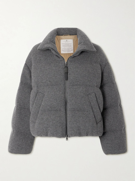  Brunello Cucinelli   Padded Ribbed Cashmere Jacket   Dark Gray 