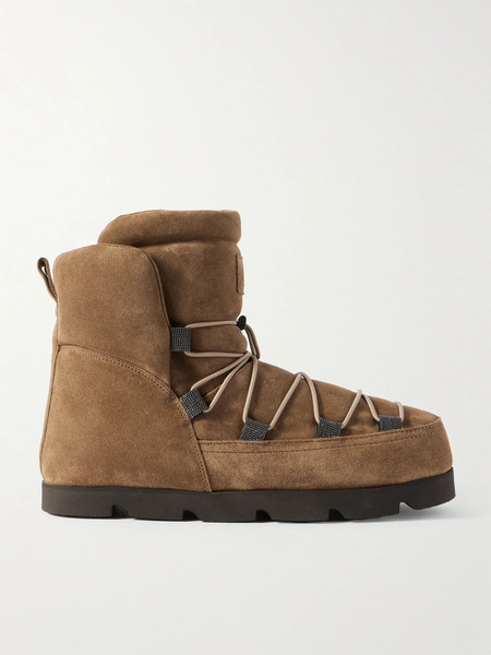  Brunello Cucinelli   Padded Suede Boots   Taupe 