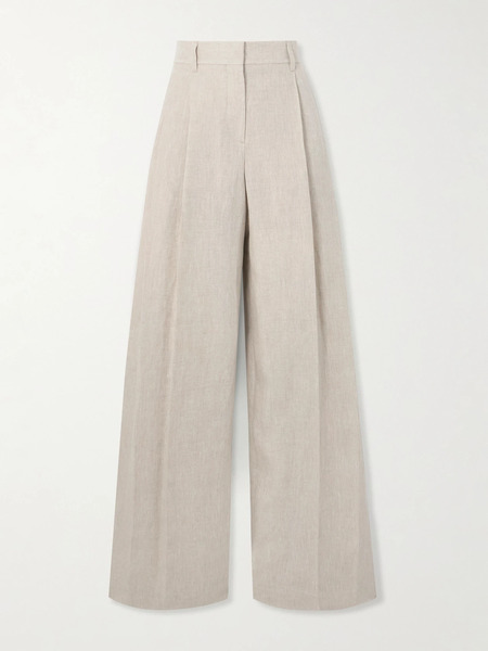  Brunello Cucinelli   Pleated Linen Wide Leg Pants   Sand 