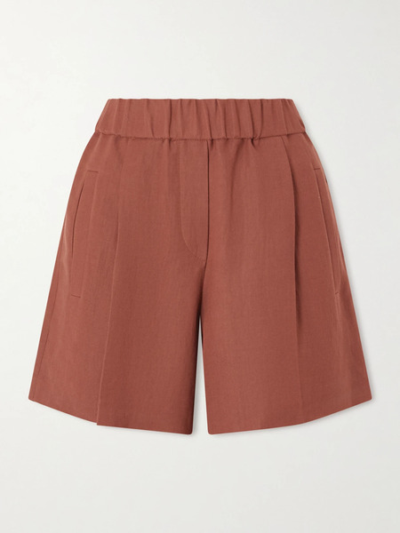 Brunello Cucinelli   Pleated Twill Straight Leg Shorts   Red 