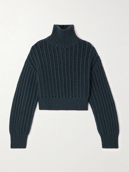  Brunello Cucinelli   Ribbed Cashmere Turtleneck Sweater   Navy 