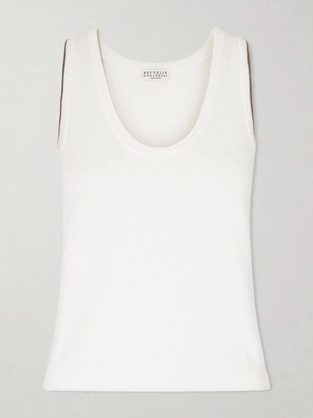  Brunello Cucinelli   Ribbed Cotton Tank   White 