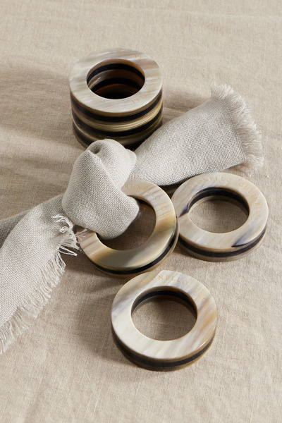  Brunello Cucinelli   Set Of Six Horn Napkin Rings   Brown 