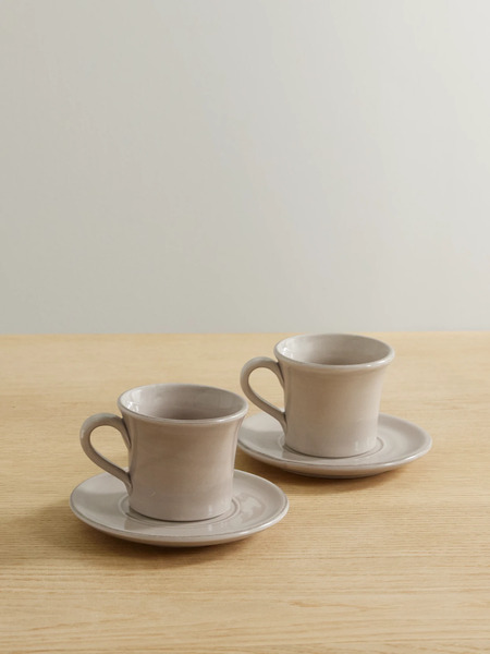  Brunello Cucinelli   Set Of Two Ceramic Cups And Saucers   Gray 