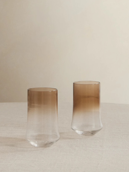 Brunello Cucinelli   Set Of Two Murano Glass Tumblers   Clear 