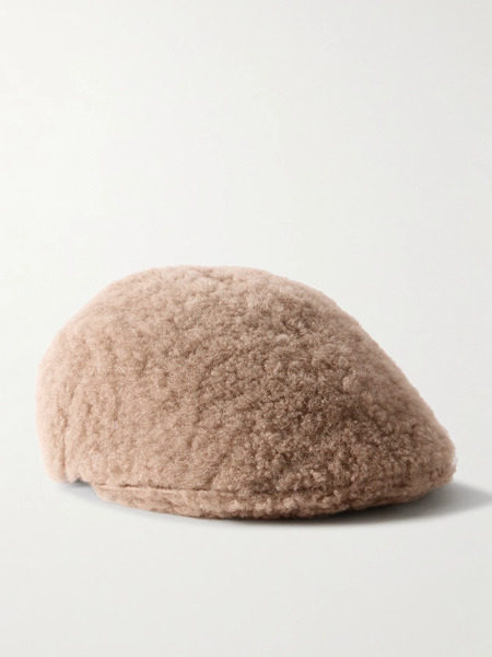  Brunello Cucinelli   Shearling Flat Cap   Beige 