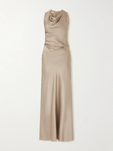  Brunello Cucinelli   Silk Maxi Dress   Taupe 