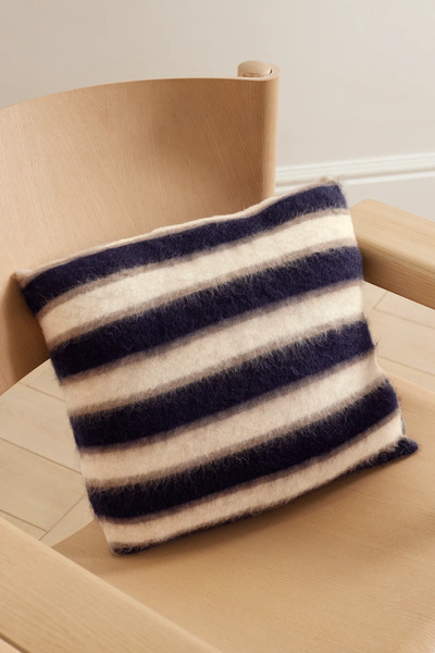  Brunello Cucinelli   Striped Mohair Blend Cushion   Navy 