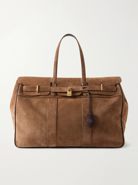  Brunello Cucinelli   Suede Weekend Bag   Light Brown 