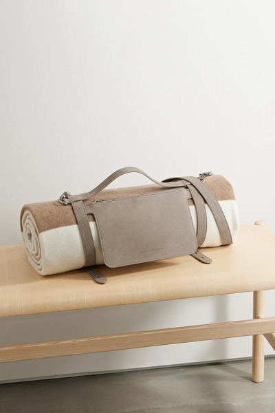  Brunello Cucinelli   Textured Leather Blanket Holder   Beige 
