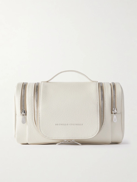  Brunello Cucinelli   Textured Leather Cosmetics Case   White 