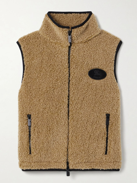  Burberry   Appliquéd Fleece Vest   Sand 