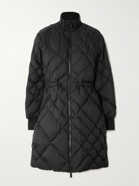  Burberry   Appliquéd Leather Trimmed Padded Quilted Shell Down Jacket   Black 